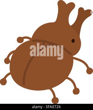 Simple flat colored brown Beetle Stock Vector