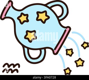 Outlined simple zodiac sign Aquarius Stock Vector