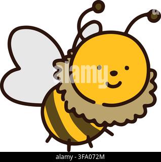 Outlined simple and cute Bumble bee Stock Vector