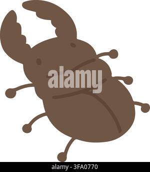Simple flat colored Stag beetle Stock Vector