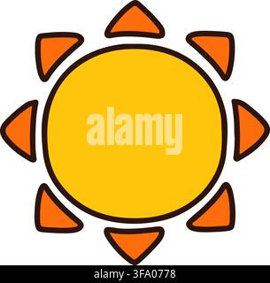 Big orange sun with outlines Stock Vector