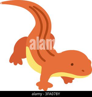 Simple and cute flat colored Red lizard Stock Vector