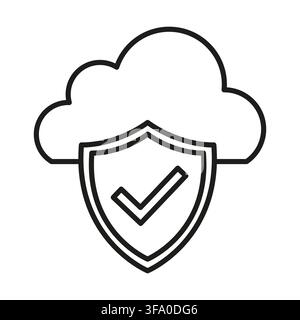 Shield security check vector shape features simple cloud sign. It represents creative network database. eps 10 Stock Vector
