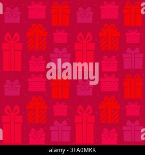 Minimal seamless pattern with gift boxes in tone-on-tone red palette. Elegant and subtle design perfect for premium packaging and modern branding. Stock Vector
