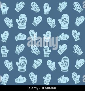 Clean and simple pattern with small mitten icons in Scandinavian style. Stock Vector