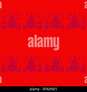 Subtle seamless pattern with snowmen and Christmas trees in decorative horizontal layout Stock Vector
