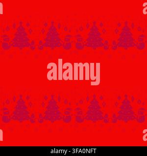 Subtle seamless pattern with snowmen and Christmas trees in decorative horizontal layout Stock Vector