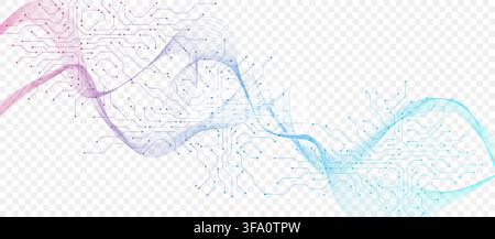 Motherboard digital abstract background. AI circuit board technology texture design. Semiconductor and computer processor on tech banner template Stock Vector