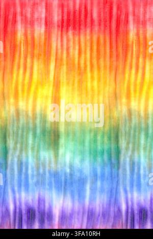 Vibrant hand painted tie dye background with soft vertical stripes and rainbow color transitions. Abstract colorful texture for textile, wallpaper, pa Stock Photo