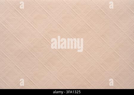 Soft beige paper texture featuring a subtle diagonal geometric pattern of intersecting lines and woven-like details, ideal for elegant wallpaper, pack Stock Photo