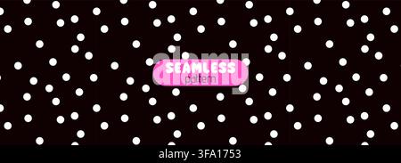 Simple polkadot seamless pattern with small white dots on a dark background. Stock Vector
