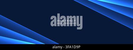 Abstract blue technology background. Glowing curved lines with dark copy space. Modern futuristic design for business, presentation, website, banner Stock Vector