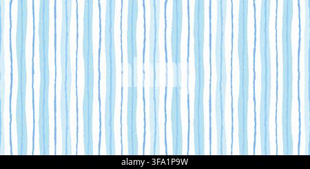Seamless baby watercolor stripe pattern with vertical blue lines on light background. Soft watercolor stripe pattern. Drag to swatches panel to use. Stock Vector