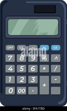Electronic Calculator with Display and Number Buttons Stock Vector