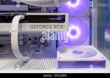 Close up system block for gaming computer GeForce brand of graphics processing unit designed by Nvidia. Minsk, Belarus - June 10, 2026 Stock Photo