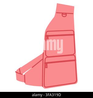 Sling Bag backpack silhouette bag. Fashion accessory technical illustration. Vector satchel front 3-4 view for Men, women, unisex style, flat handbag CAD mockup sketch outline isolated Stock Vector