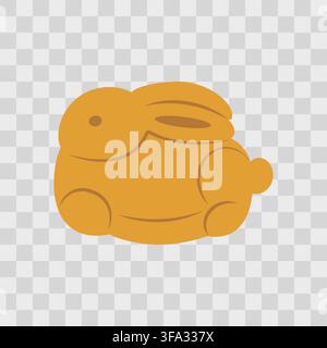 Mooncake Illustration in Rabbit Shape Mid Autumn Festival Minimalistic Flat Design element Isolated. Vector for Mid Autumn cards, food packaging, posters, stickers, labels and social media graphics. Stock Vector