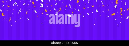 Halloween confetti. Bright Halloween wallpaper. Colorful banner with curl notes and falling confetti. Vector party invitation Stock Vector