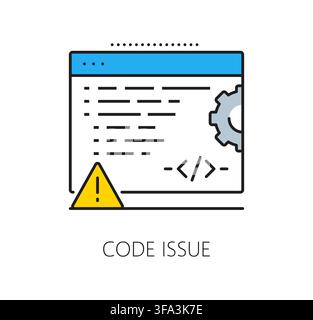 Software program code issue line icon or sign. Program code development linear icon, application programing symbol. Software engineering pictogram Stock Vector