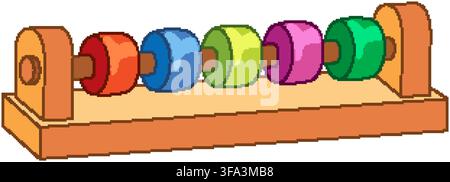 Vector illustration of a wooden abacus with colorful beads on a white background Stock Vector