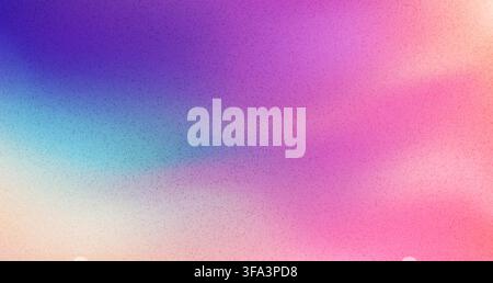 Color noise grain background. Abstract soft gradient texture featuring pastel tones of purple, pink, blue and peach, blending in a dreamy, grainy haze. Textured overlay bg, blurred grunge wallpaper Stock Vector