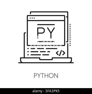 Software Python program code line icon. Computer science development outline sign, program engineering pictogram. Software code programing icon Stock Vector