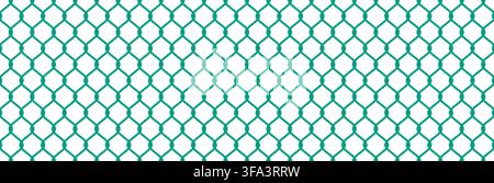 Green fishnet seamless texture pattern. Protection lattice against insect, fly, mosquito. Repeated mesh fish net background. Geometric grid for window, doorway, door. Vector plastic fence backdrop Stock Vector