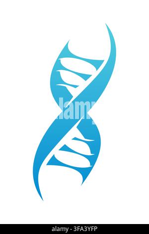 Dna helix icon, genome spiral symbol of biotechnology lab research, science, medical innovation technology, gene evolution label. Emblem for scientific laboratory with double DNA spiral or strand Stock Vector