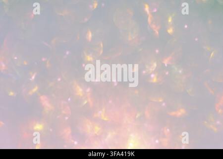 Abstract glitter lights textured gray and pink background, de-focused, bokeh. Christmas or New Year festive blured sparkling background, winter holida Stock Photo