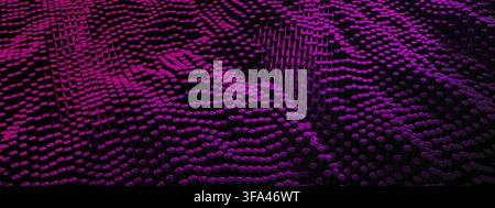 Abstract purple background with cylinders, random cells, polygonal glossy surface, futuristic abstraction, 3d render, panoramic image Stock Photo