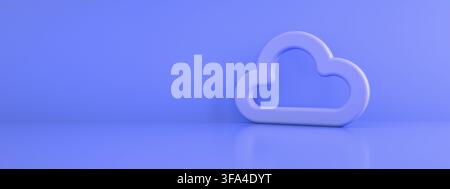 3d cloud storage over purple background, 3d render, panoramic mock-up Stock Photo