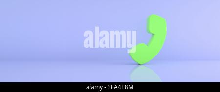 Phone symbol over blue background, 3d render, panoramic image Stock Photo