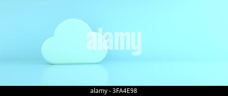 Cloud over blue background, cloud storage information, 3d render, panoramic image Stock Photo