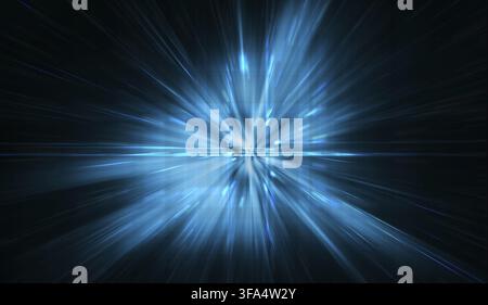 Blue Cyber abstract Star burst light explosion background Stock Photo