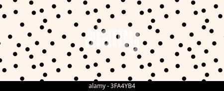 Polkadot seamless pattern with black dots on a white background. Stock Vector