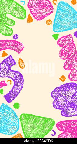 Small story frame with child chalk color abstract elements. Stock Vector