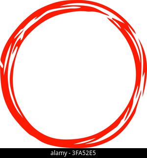 Hand Drawn Round Red Brush Circle Doodle, Isolated Vector Illustration Stock Vector