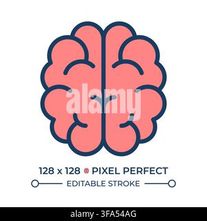 Brain pixel perfect line color icon Stock Vector