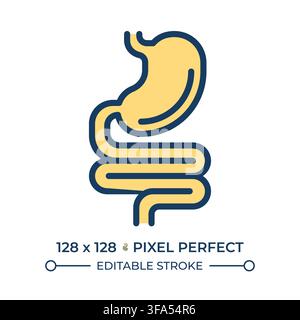 Digestive health pixel perfect line color icon Stock Vector