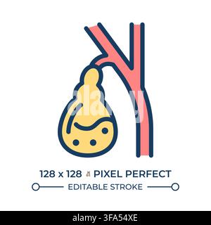 Gallbladder pixel perfect line color icon Stock Vector