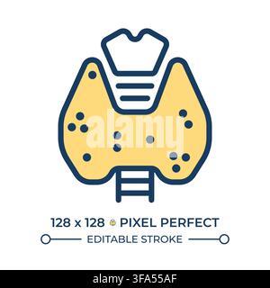 Endocrine health pixel perfect line color icon Stock Vector