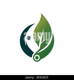Professional Modern Eco Human Leaf Tech Circle Vector Logo Stock Vector