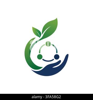 Professional Modern Eco Caring Hand Community Leaf Network Vector Logo Stock Vector