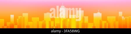 Holographic city skyline with glowing modern buildings. Vector abstract illustration of futuristic urban landscape, digital ai tech background with neon light architecture and halftobe dot design Stock Vector