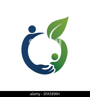 Professional Modern Caring Hand Green Leaf Person Logo Vector Stock Vector