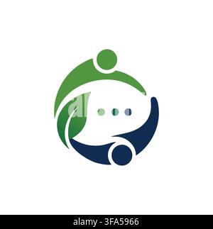 Professional Modern Green Eco Chat Bubble Community Logo Icon Vector Stock Vector