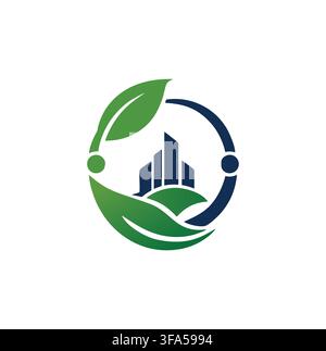 Professional Modern Eco City Building Green Real Estate Logo Vector Stock Vector