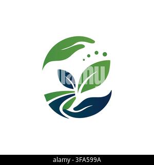 Professional Modern Caring Hands Green Leaf Plant Sprout Logo Vector Stock Vector