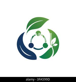 Professional Modern Circular Eco Community Green Leaf Network Logo Vector Stock Vector
