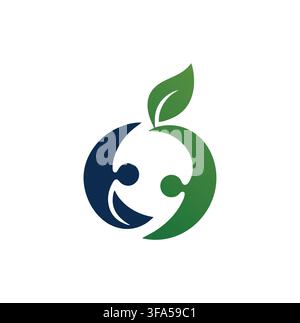 Professional Modern Eco Apple Leaf People Wellness Vector Logo Stock Vector